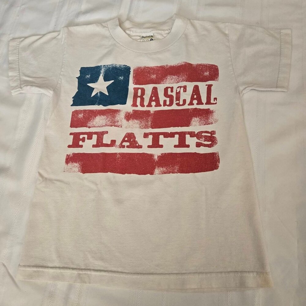 Youth Size Medium Rascal Flatts Short Sleeve White/Red/Blue Tee